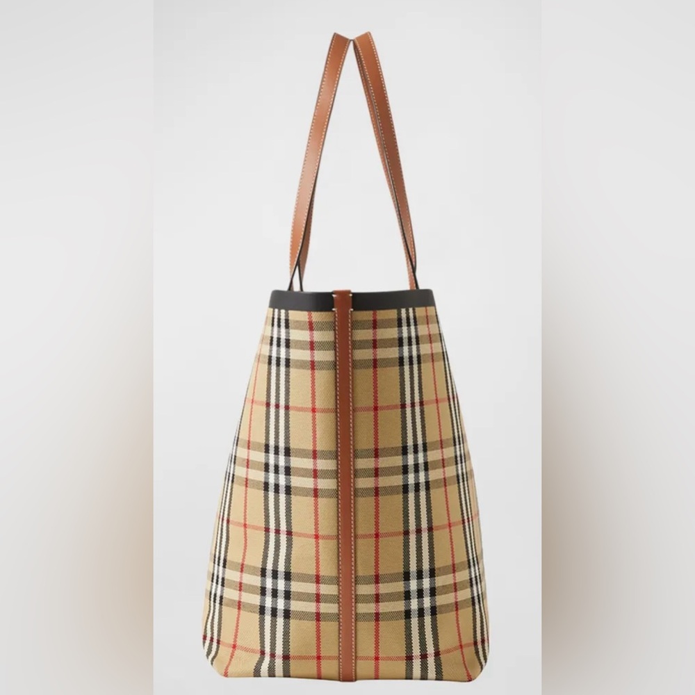 **NWT**Burberry Heritage Extra Large Check Canvas Tote Bag - Picture 4 of 6